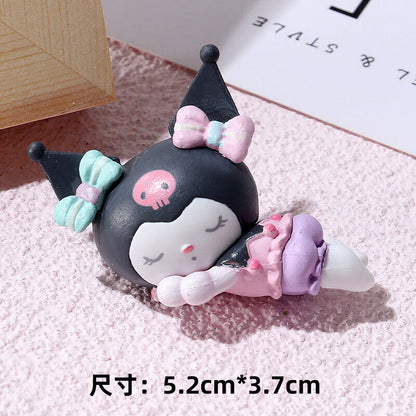 5pcs Kuromi My Melody Cinnamoroll Sleeping Figures Hello Kitty Pochacco Doll Toy