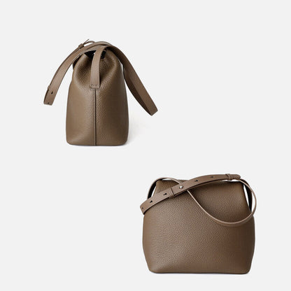 Real Leather Flap Bucket Shoulder Bag Purse Fashion Handbag Crossbody Work Bag