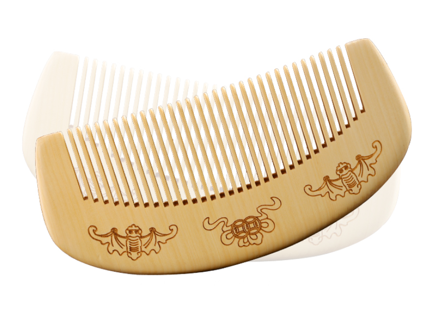 Chinese Box-wood HandCarved Wealth Anti-Static Hair Massage Wooden Comb