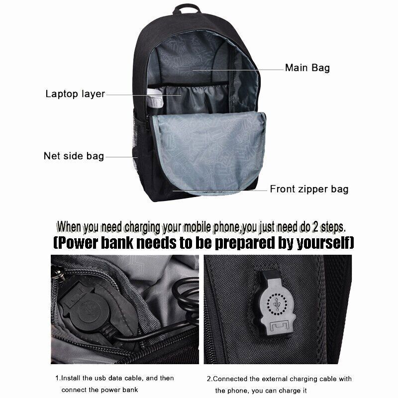 USB Charge Music Luminous Schoolbag Teenagers Backpack To School Bag Book Bag