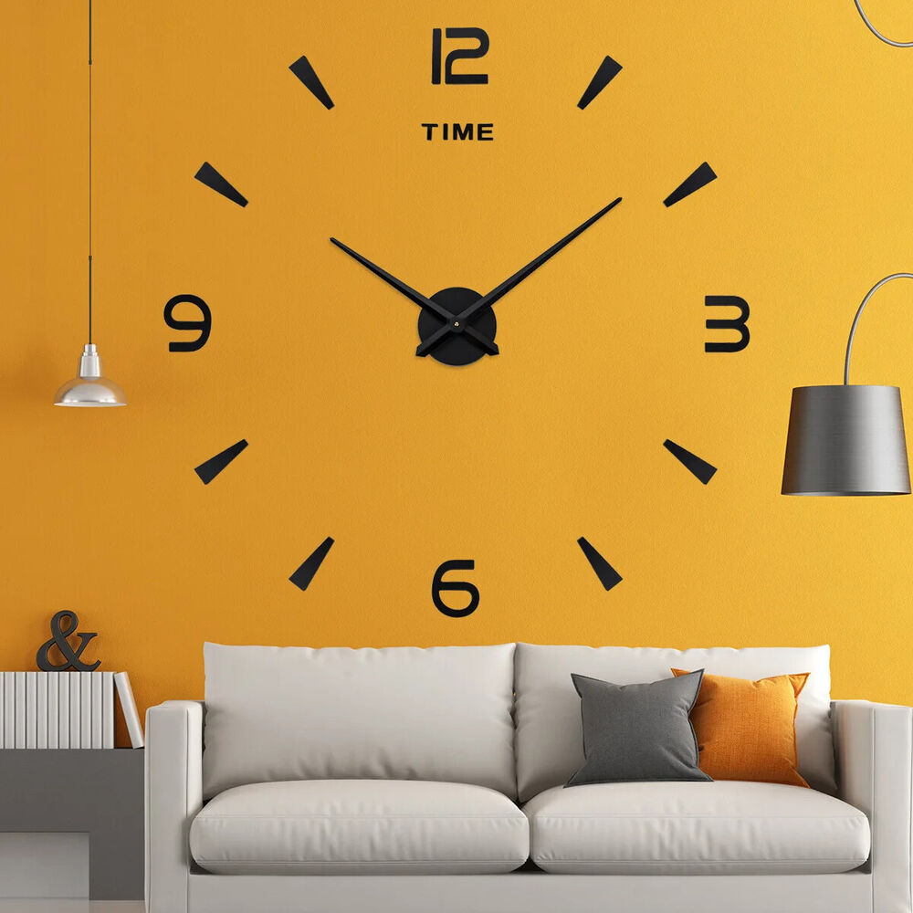 DIY Wall Clocks 27~47in Modern Mirror Number Sticker Living Room Decor Frameless