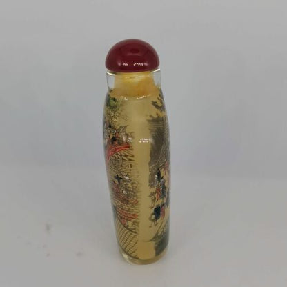 Chinese Old Beijing Glaze Inside Painting Painted Exquisite Pattern Snuff Bottle