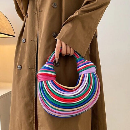 Handwoven Knotted Women's Clutch Hobo Chic Crossbody Bag Leather Handbag Gift