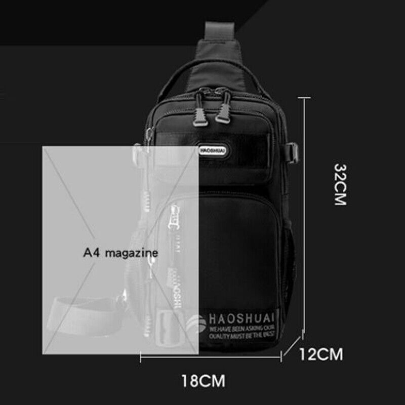 Men Nylon Waterproof Chest Bag Shoulder Crossbody Bag Pocket Handbag Travel