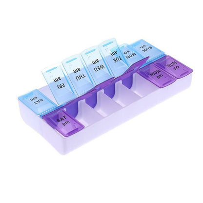 Pill Storage Holder 7 Days 14 Grids Pill Case Tablet Dispenser Pill Splitters