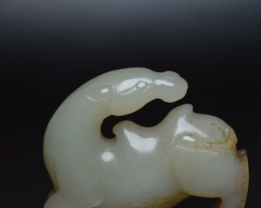 Chinese Natural Hetian Jade Carving Exquisite Camel Statue Figurine Collection