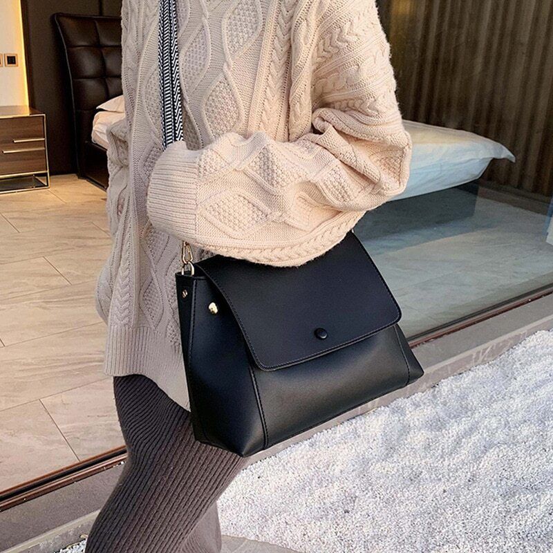 PU Leather Women Handbag High Winter Shoulder Crossbody Bag Travel Lady Blue Bag