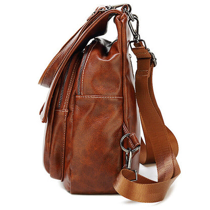 100% Genuine Leather Women's Backpack Travel Bag School Rucksack Crossbody Bag