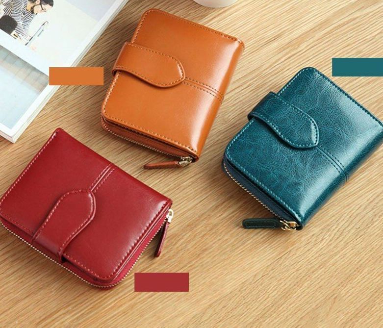 Leather Wallet Women Short Mini Clutch Purse Coin Pocket Credit Card Holder Bag