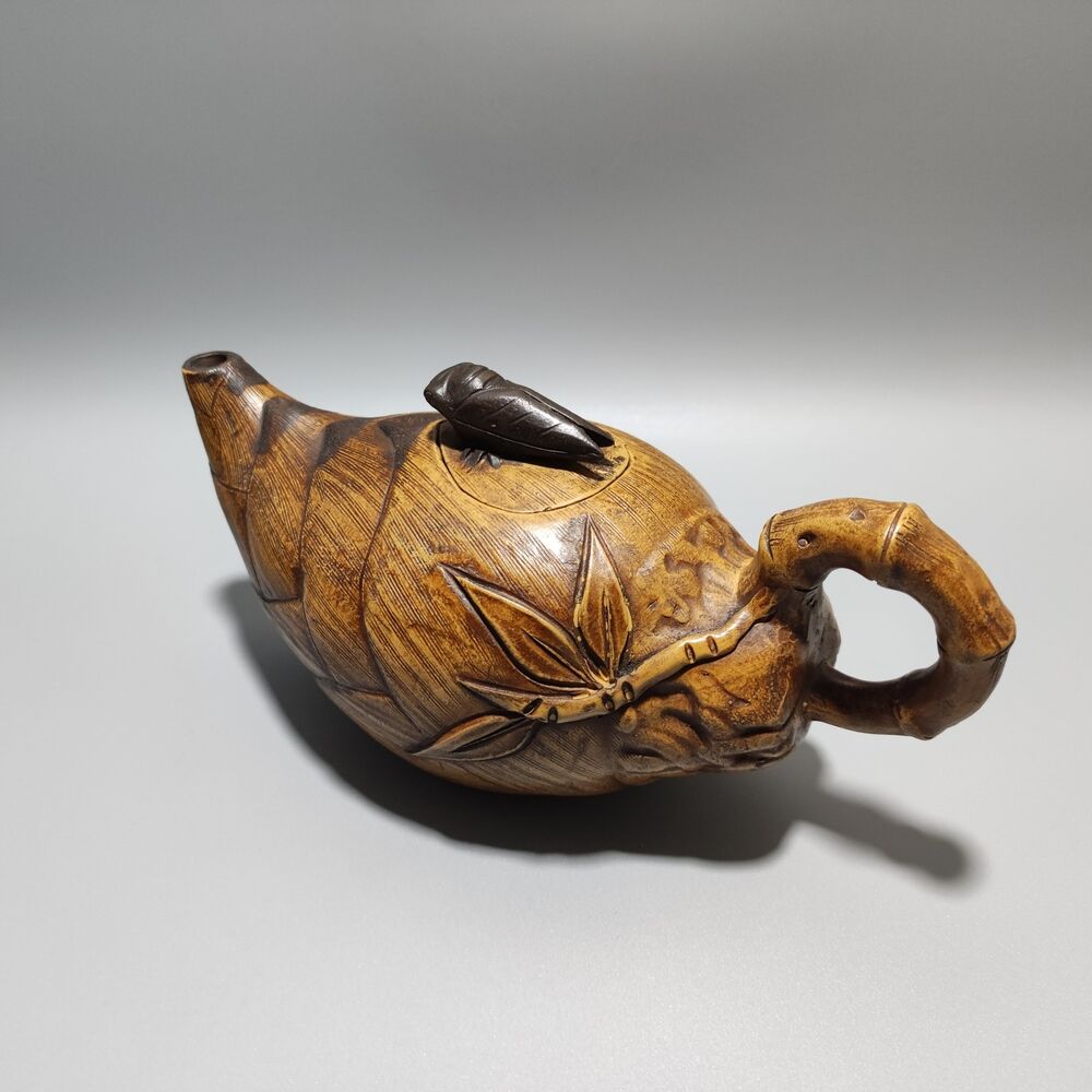 Vintage Chinese Yixing Purple Clay Teapot Zisha Ceremony Ceramic Bamboo Teaware