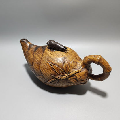 Vintage Chinese Yixing Purple Clay Teapot Zisha Ceremony Ceramic Bamboo Teaware
