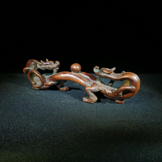 fine dragon statue antique wooden statue carvings decor penholder for desk study