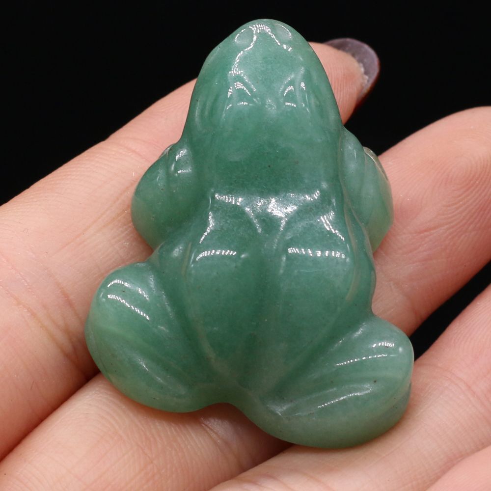 Frog Statue Figurine Natural Stones Hand Carved Ornament Healing Crystal 30x38mm