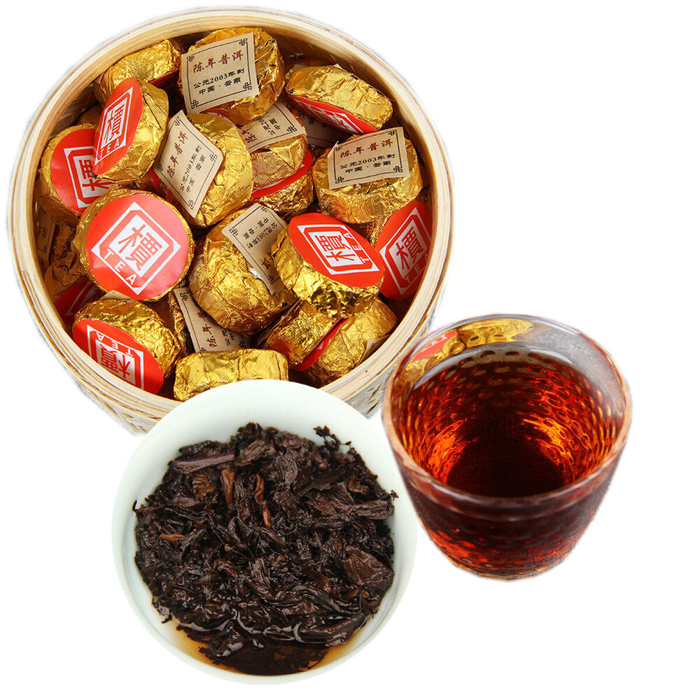 Puerh Tea Bamboo Basket Small Golden Cake 500g Mature Puer Top Grade Premium-