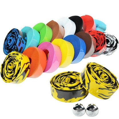 Bike Handlebar Tape Road Bicycle Camouflage Cycling Handle Cork Wrap Bar Plugs