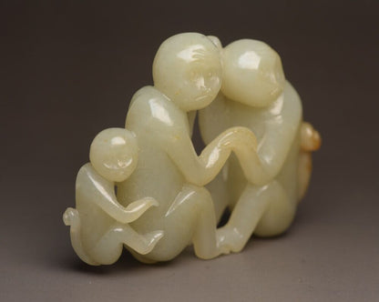 Chinese Natural Hetian Jade Carving Monkey Statue Nice Sculpture Art Collection
