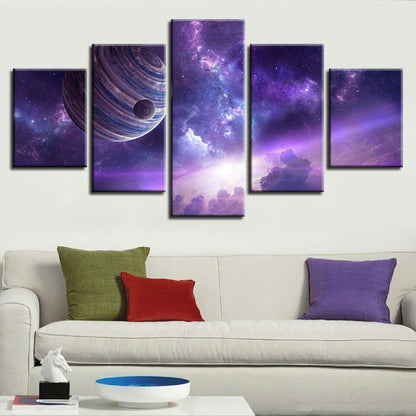5P Planet In Purple Nebula Posters HD Prints Space Pictures Modular Home Decor