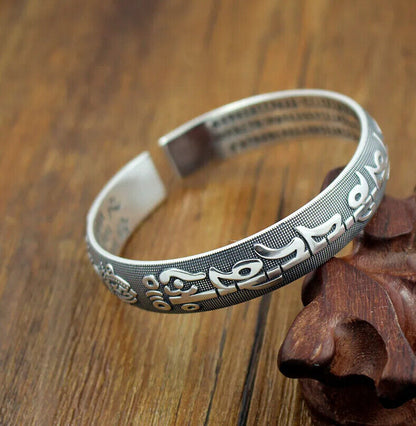 Women Bracelet Om Mani Padme Hum Bangle Engraved Sanskrit Men's Buddhist Jewelry