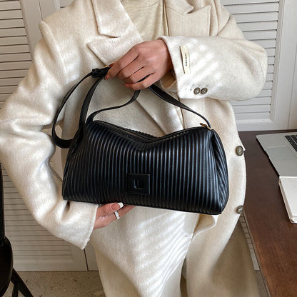 Shoulder Side Bags for Women PU Leather Small Bag Pleats Handbags and Purses