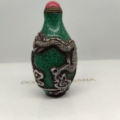 chinese carved snuff bottle glass antique dragon statue carving rare collections