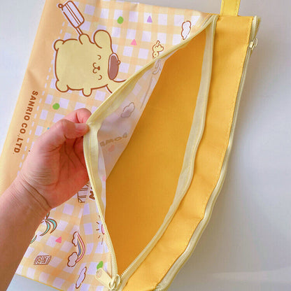 Cute Cartoon File Bag, Canvas A4 Double-Layer Tutoring Bag, Information Bag