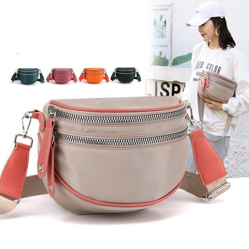 Shoulder Bag Nylon Wide Strap Crossbody Bag Waterproof Soft Small Purse Handbags