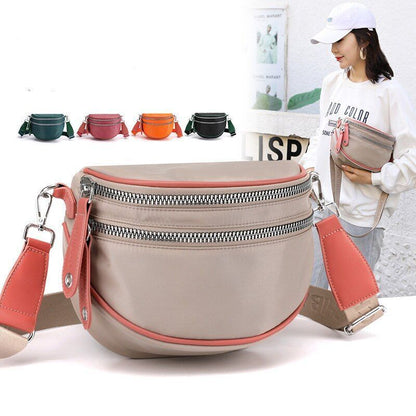 Shoulder Bag Nylon Wide Strap Crossbody Bag Waterproof Soft Small Purse Handbags
