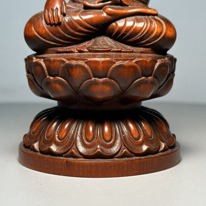 Vintage Chinese Boxwood Carved Shakyamuni Buddha Statue Ornaments Wood Figurines