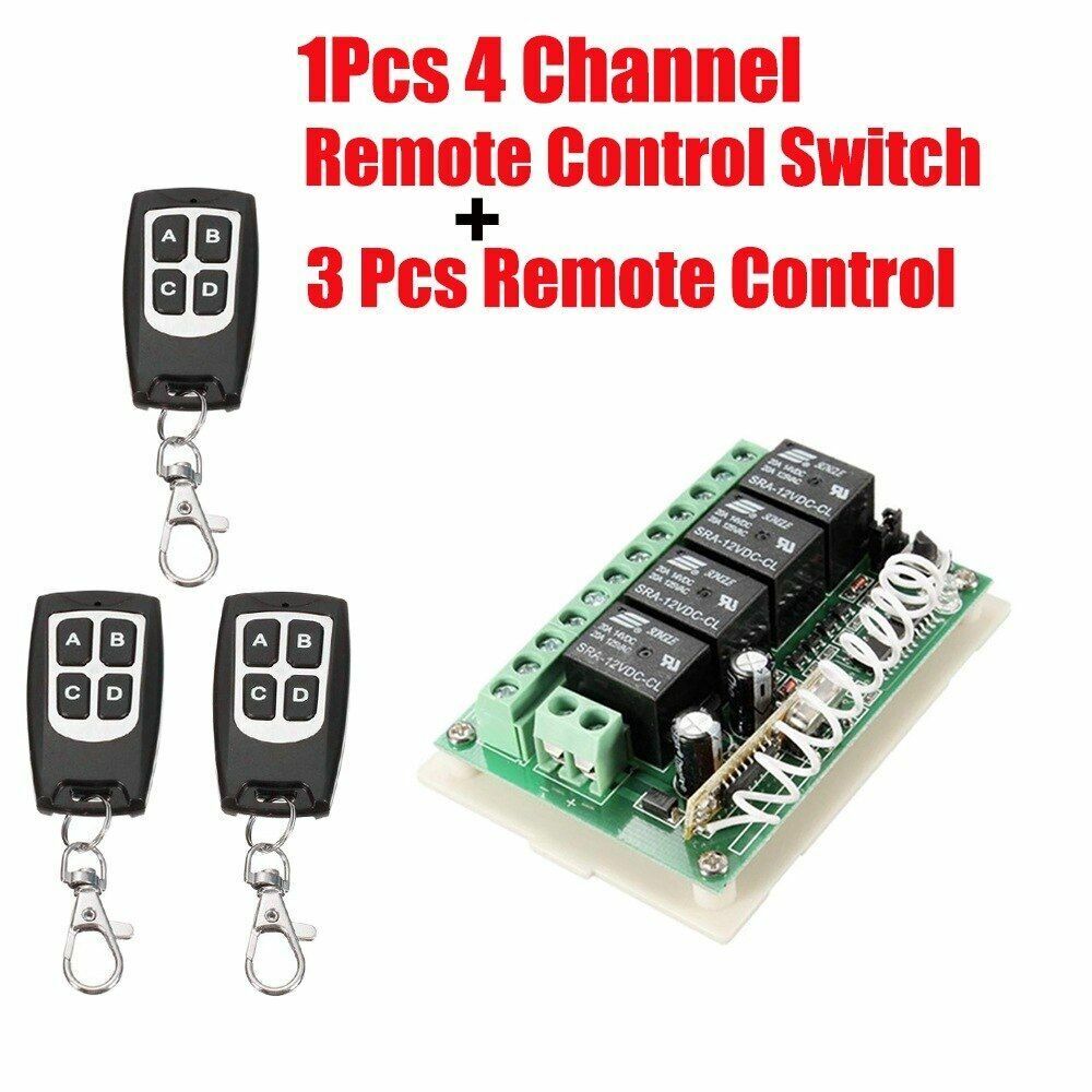 Wireless Remote Control RF Switch 433mhz DC 12V 4CH 4 Channel Relay Receiver 12p