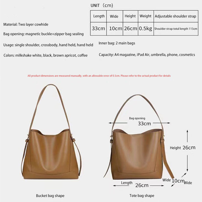 Large Capacity Crossbody PU Leather Single Bag Bucket Shoulder Bag Handbag