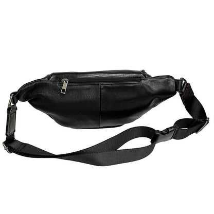 Black Men Real Cow Leather Small Belt Bum Bag Waist Fanny Pack Sport Backpack