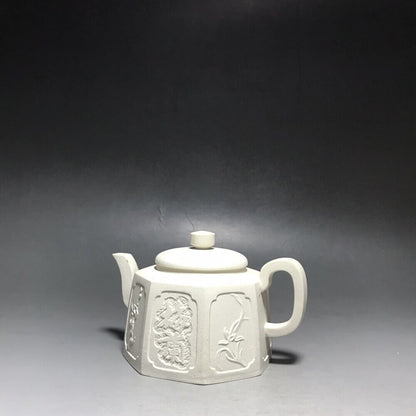 vintage chinese yixing purple clay teapot zisha ceremony carving Collectible art