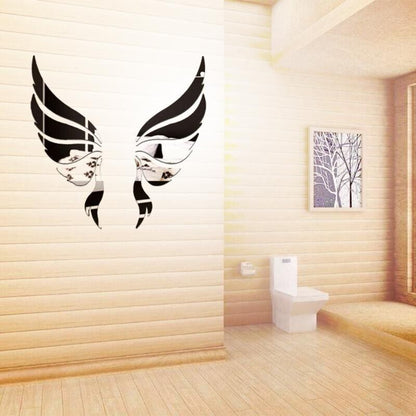 Angel Wings Wall Sticker 3D Acrylic Mirror Decal DIY Art Home Decoration 35x35cm