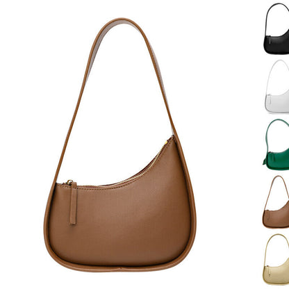 Small Mini Curved Half Moon Leather Single Shoulder bag Purse Handbag Tote