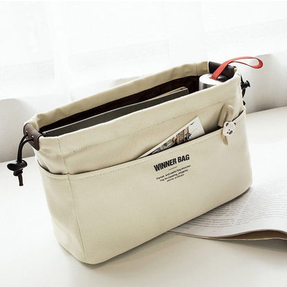 Canvas Organizer Inner Bag Makeup Handbag Lightweight Traveling Storage Purse