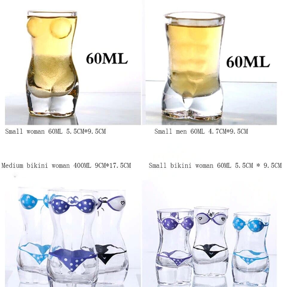 60/400ML Unique Beer Cups Funny Body Shape Wine Glass Whisky Vodka Shot Glasses
