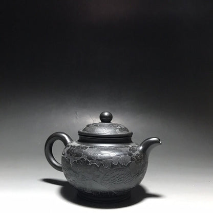 vintage chinese yixing purple clay teapot zisha ceremony carving Collectible art