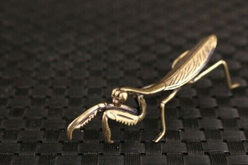 Rare Chinese old bronze handmade mantis Statue figure Tea Pet decoration