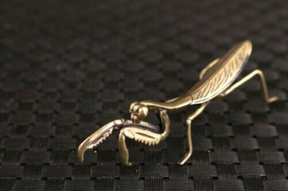 Rare Chinese old bronze handmade mantis Statue figure Tea Pet decoration