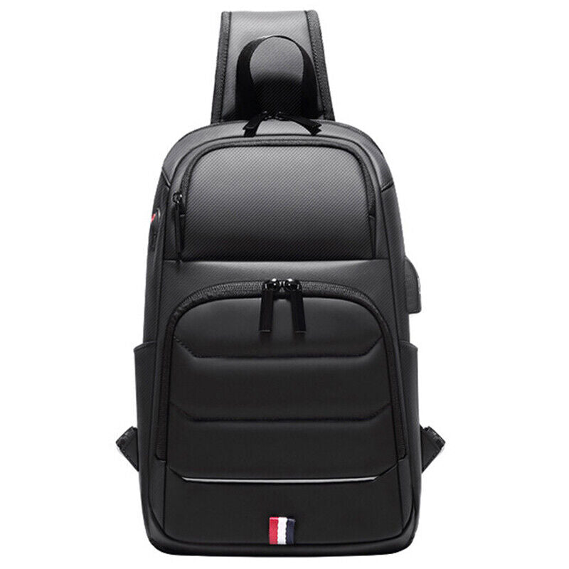 Men's Sling Backpack Oxford cloth Waterproof Crossbody Bag USB Port Sport Bags