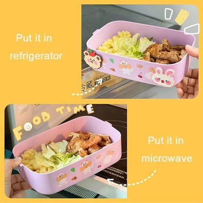 Lunch Box Kid Girls School Plastic Picnic Bento Microwave Food Container 19x13cm