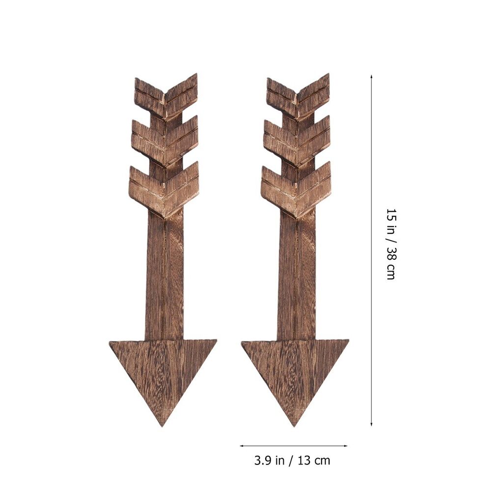 Wall Decor 2Pcs Rustic Wood Sign Pediments Dark Wooden Arrows Farmhouse Ornament