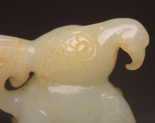 Chinese Antique Natural Hetian Jade Carving Eagle Bear Statue Exquisite Figurine