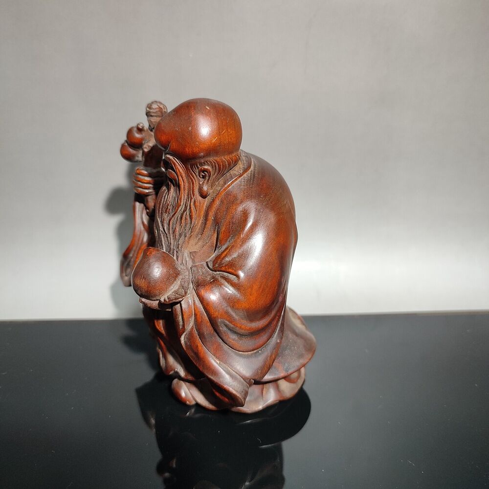 boxwood carved decorative sculpture the god of longevity buddha wood carving art