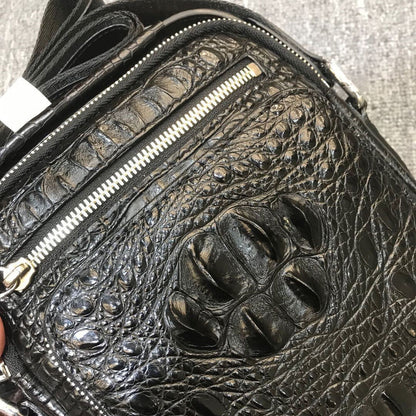 Handcrafted SiameseCrocodile Skin Leather Shoulder Bag Men Multifunction Handbag
