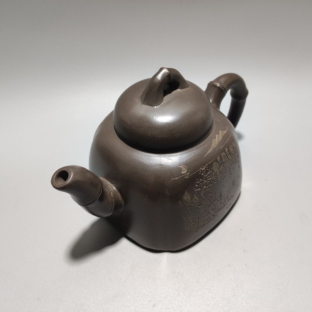 Vintage Chinese Yixing Purple Clay Teapot Zisha Ceremony Ceramic Bamboo Teaware