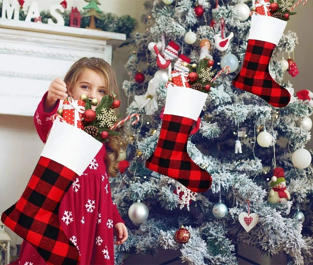 6pc Christmas Stocking Christmas Socks Christmas Tree Decor Xmas Gift Bags 2023