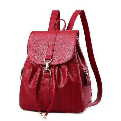 New Women's Ladies Casual Backpack Drawstring School Shoulder PU Leather Bag