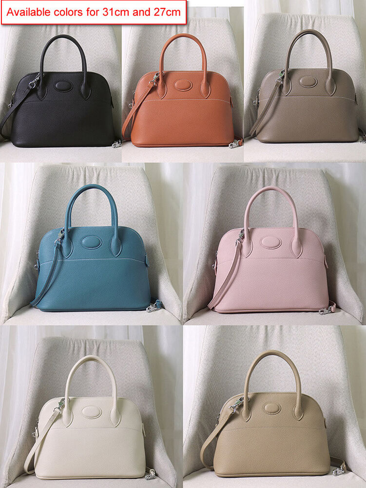 18/27/31 Real Leather Bowling Tote Purse Handbag Shoulder Bag Fashion Crossbody