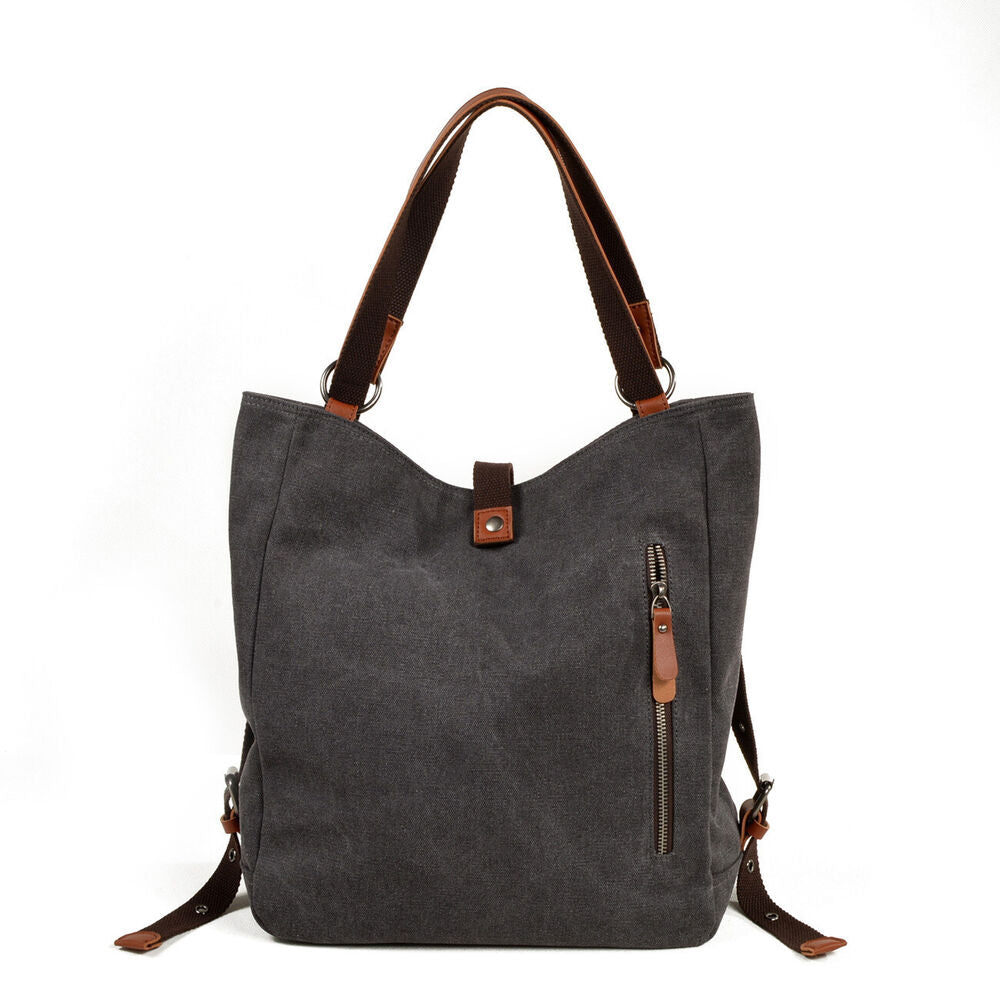 Vintage Convertible Canvas Tab-Over Tote Shoulder Purse Backpack Day bag Bucket